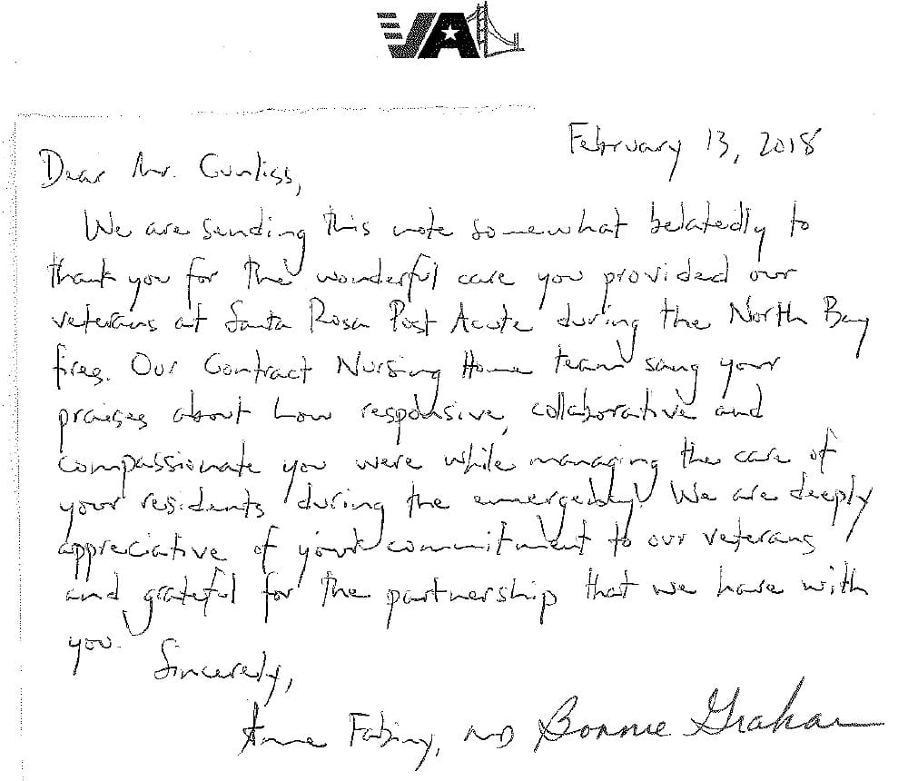 testimonial unedited from our resident's families