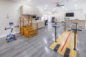 Gym with exercise and rehabilitation equipments